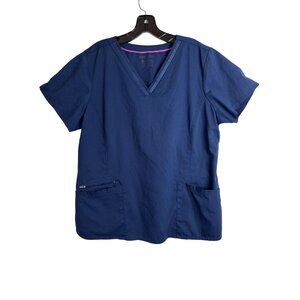 Purple Label By Healing Hands Women's Blue Scrub Top Size XL